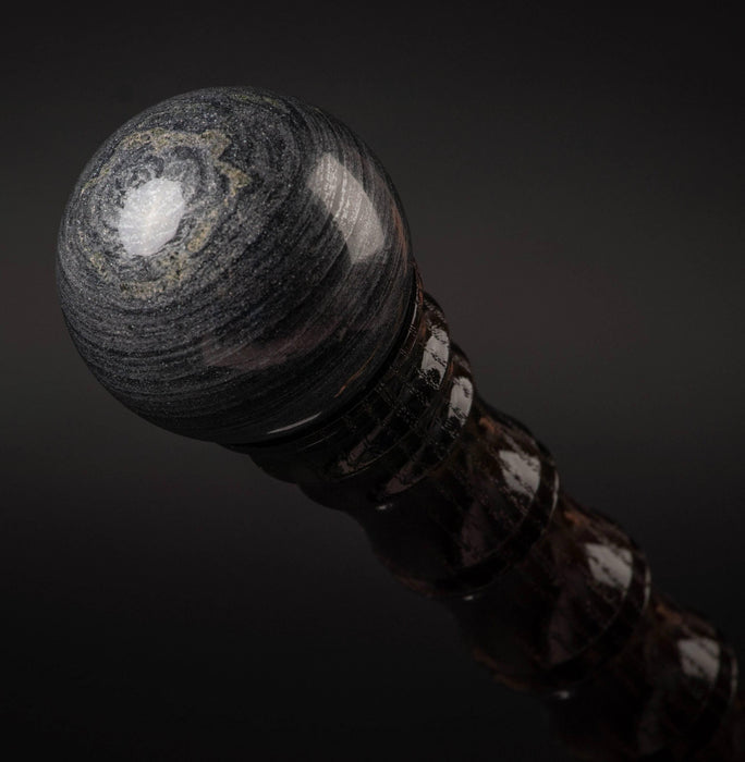 Walking Stick Knob Classic Handle Natural Stone Hematite