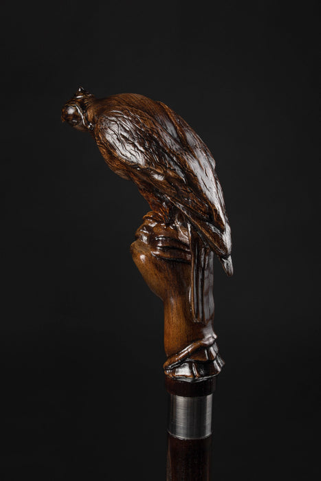 Handcrafted falconry walking cane for seniors
