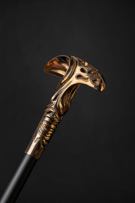 Unusual Walking Stick Comfortable Brass Handle - Nature Inspired