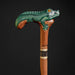 Wooden walking stick with reptile handle