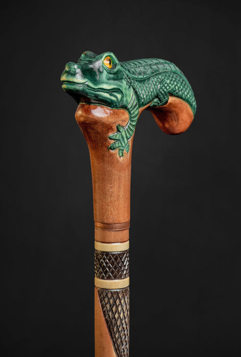 Crocodile wooden walking cane