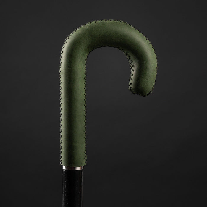 Elegant style crook walking stick in khaki