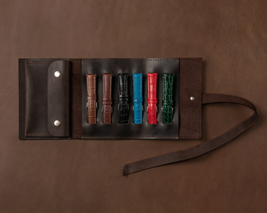 Leather watch case for travel