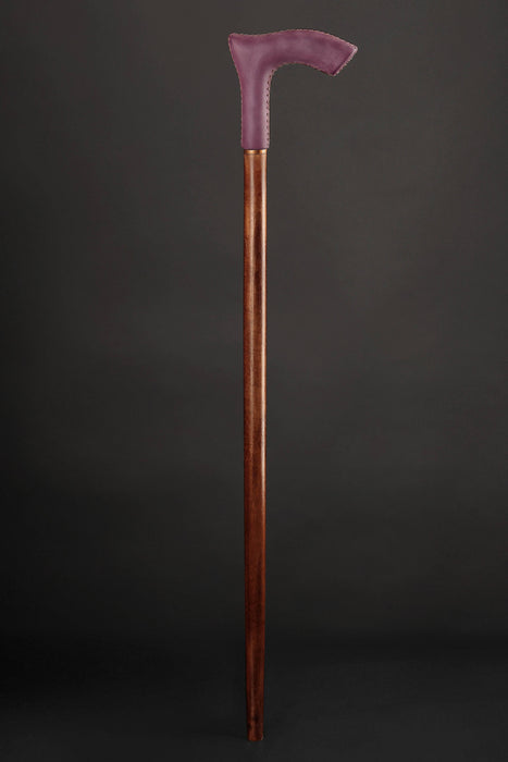 Leather Walking Cane Marsala - Elegant Ergonomic Design Handle