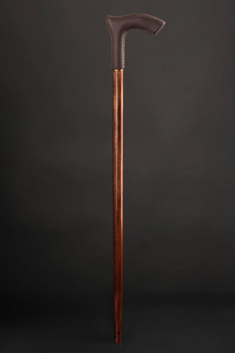 Leather Cane Dark Brown - Elegant Ergonomic Design Handle