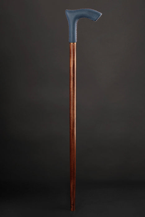 Leather Walking Stick Blue - Elegant Style Ergonomic Design