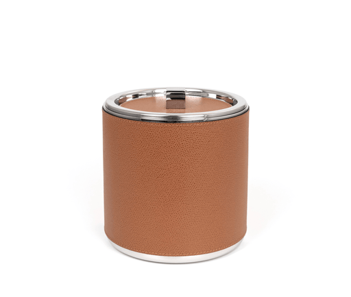 Luxury Chrome-Plated Steel with Calf Leather Ice Bucket