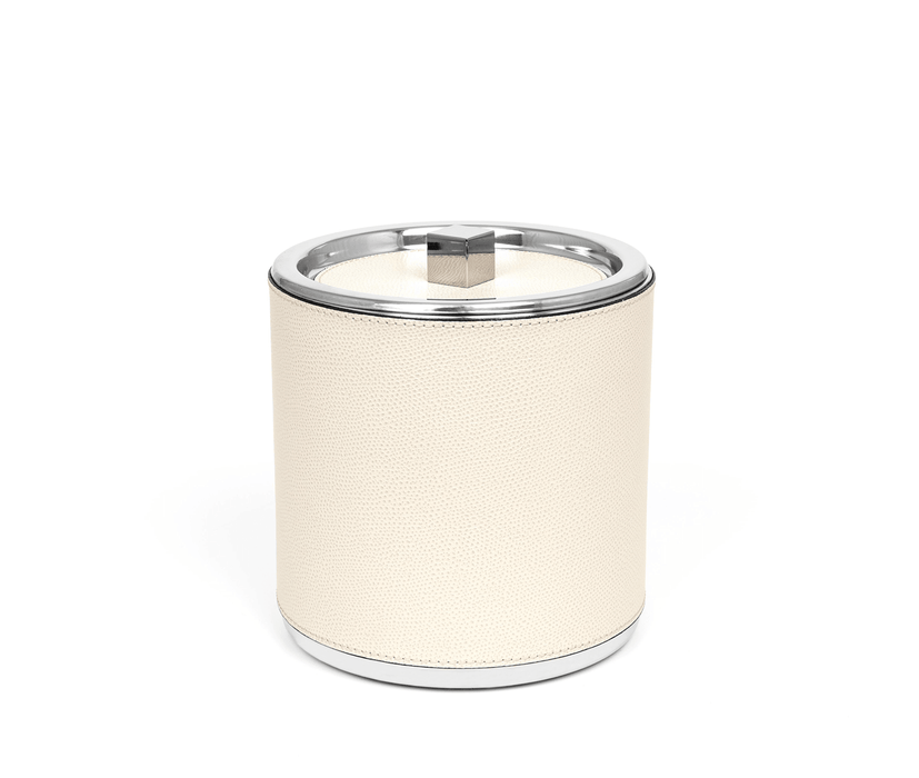 Luxury Chrome-Plated Steel with Calf Leather Ice Bucket