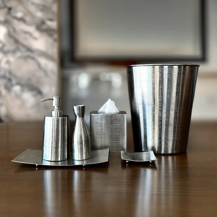 Polished Steel Bathroom Accessory Set – Jacquard Design