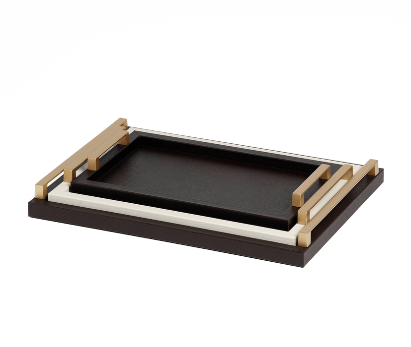 Premium Jupiter Tray with Stylish Serving Design, Genuine Leather, and Luxe Metal Handles