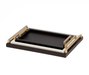 Premium Jupiter Tray with Stylish Serving Design, Genuine Leather, and Luxe Metal Handles