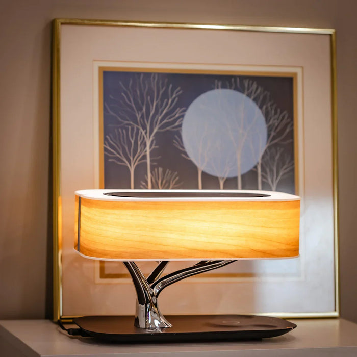 Stylish and Functional Table Lamp with Wireless Charging