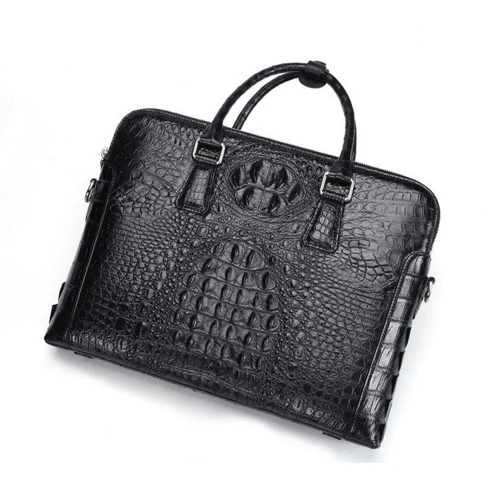 Genuine Croc Leather Men's Business Briefcase / 14" Laptop Bag