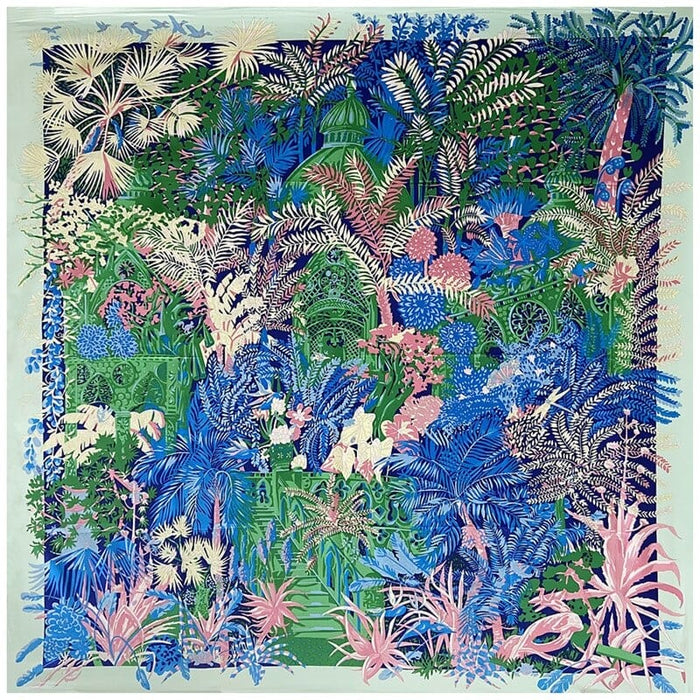 Tropical Forest Print Women's Luxury Hand-Rolled Twill Silk Scarf 130cm