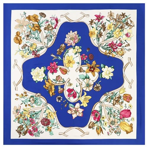 Floral Pattern Print Women's Pretty Hand-Rolled Twill Silk Scarf 130cm