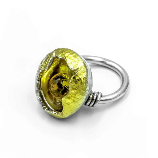 Luxury Citrine and Diamond Silver Ring Unique Design Elements