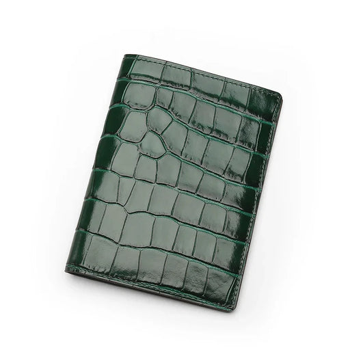Luxury crocodile pattern leather passport holder with RFID blocking and card slots