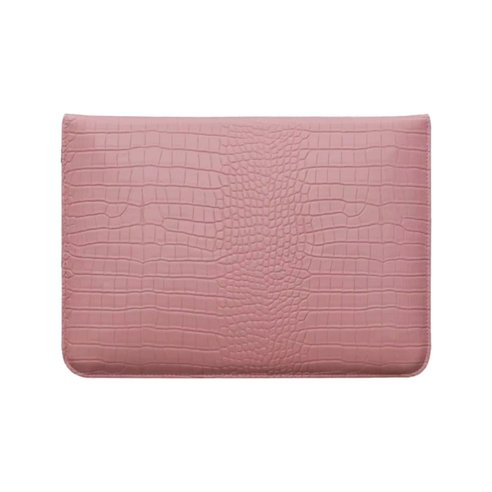 Crocodile Textured PU Leather Laptop Sleeve with Built-In Stand