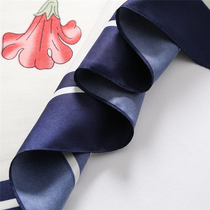 Roses & Ribbon Design Satin Silk Scarf - Women's Accessory