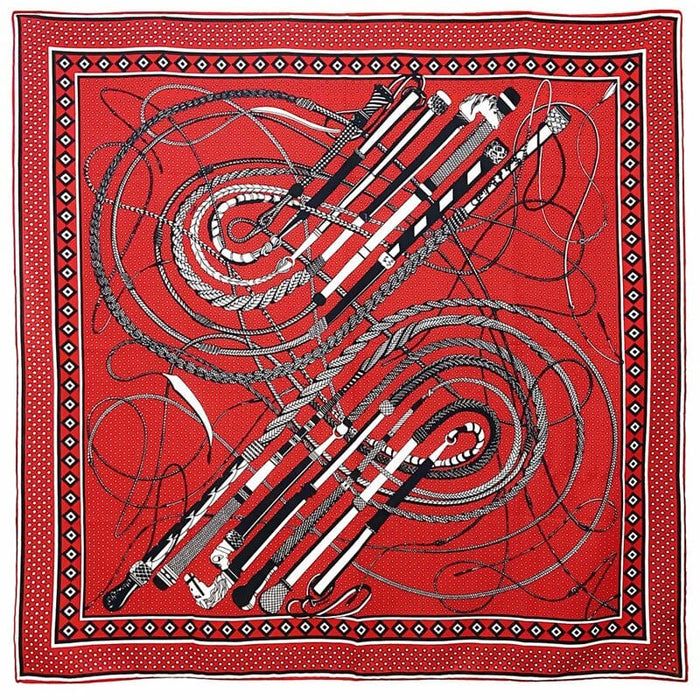 Spiral Pattern Print Women's Luxury Hand-Rolled Twill Silk Scarf 130cm