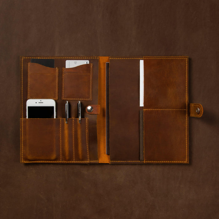 Leather Business Portfolio, Leather Journal, Padfolio with Business Card