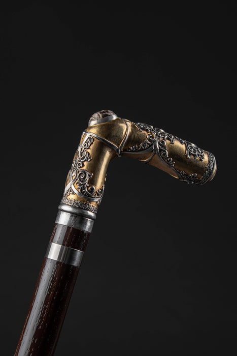 antique gentleman's walking stick - oak shaft, ornate