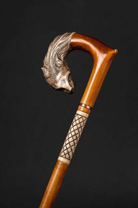 Wolf Cane Head Hand Carved, Wolfman Cane Handmade