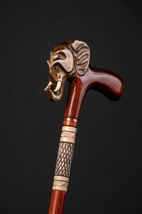 Stylish Elephant Head Walking Cane Hand Carved Walking Stick - Artynov | Unique Handmade Accessories