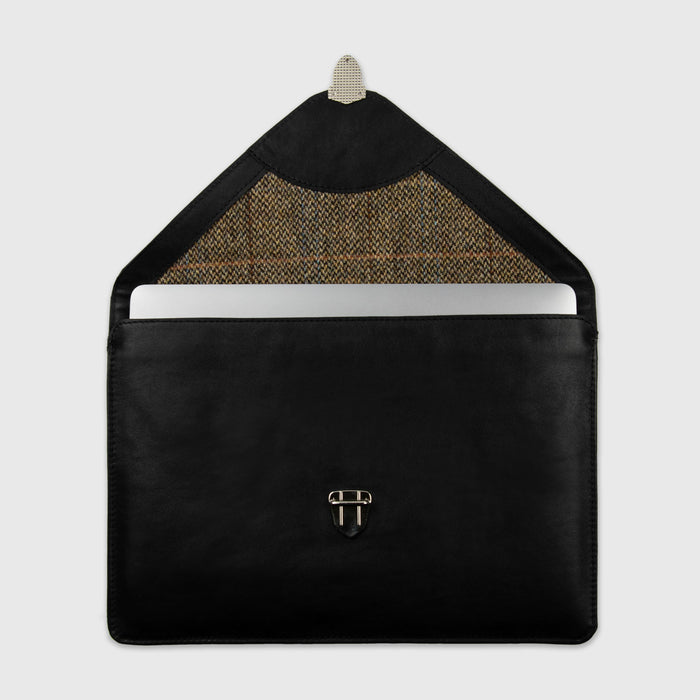 Laptop Sleeve MacBook Leather, Black - Vintage Pattern - Model M