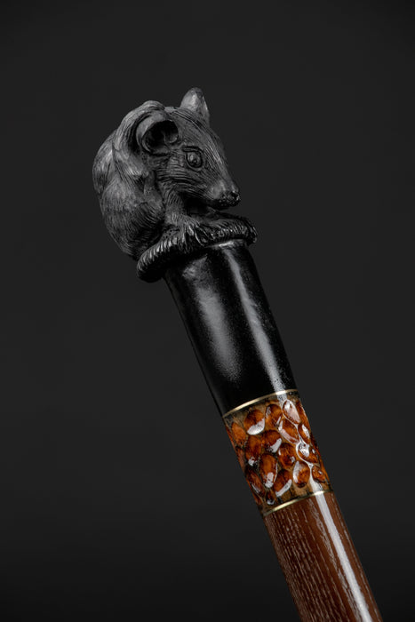 Craftsman-designed mouse handle walking cane