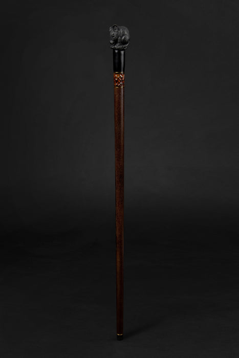 Mouse-shaped handle on antique walking cane