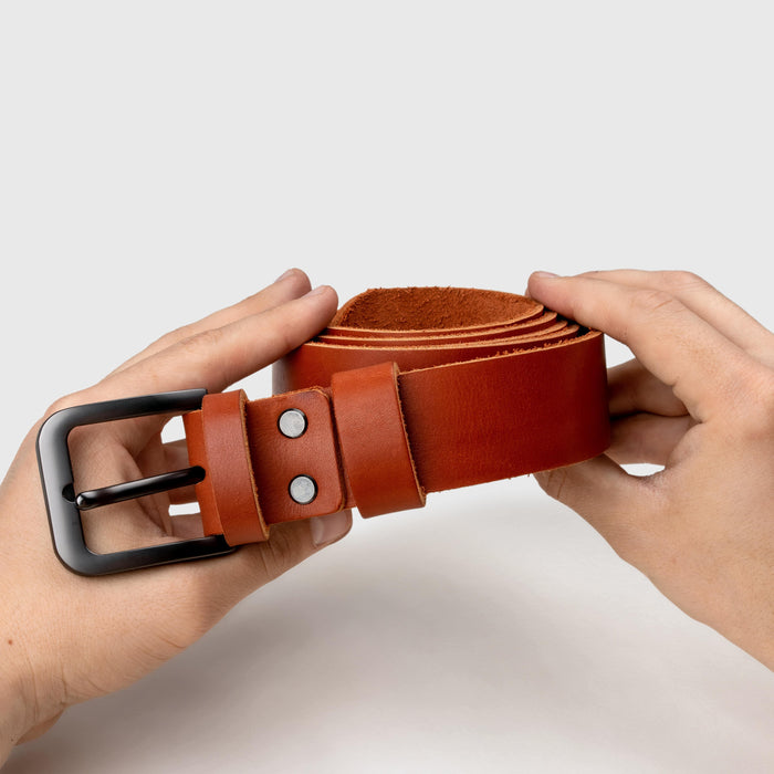 Handmade Brown Leather Belt For Men, Genuine Leather Belt