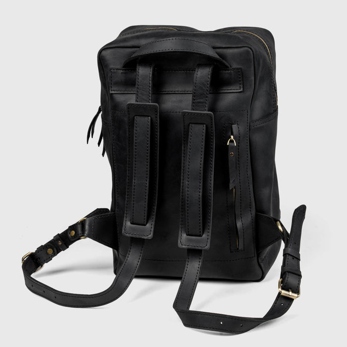 Stylish Black Leather Backpack