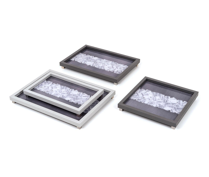 Stylish Memo Tray with Unbreakable Glass Top and Chrome or Gold Details