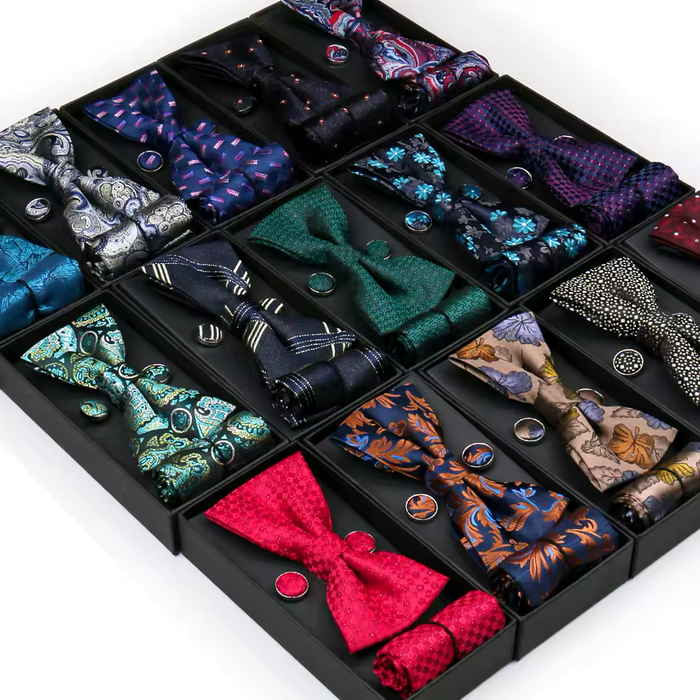 Men’s Bow Tie Gift Set - Bow Tie, Pocket Square & Cufflinks