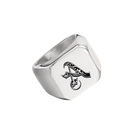 Men’s Initials Signet Ring Handmade Square Stainless Steel