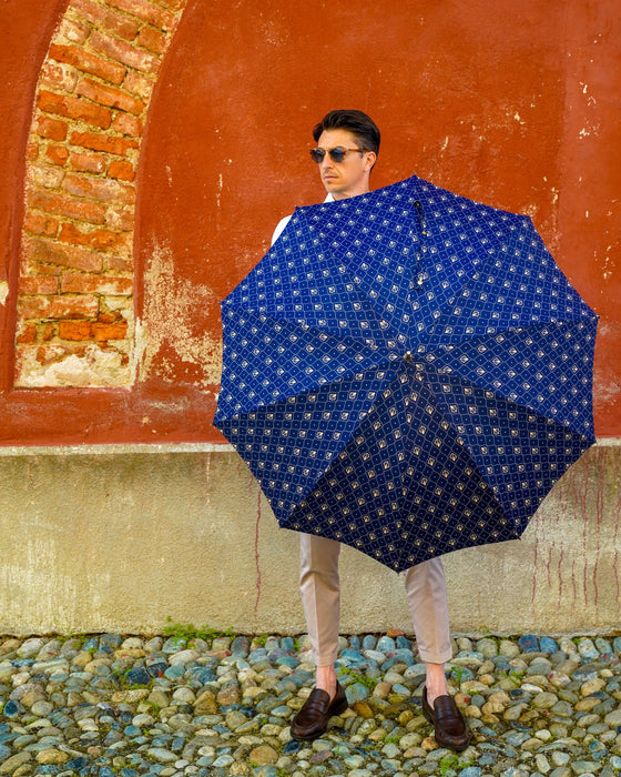 Chic Umbrella with Filigree Metal Handle and Lily Pattern