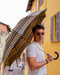 Classic Elegant Italian Greek Design Umbrella with Luxurious Leather Handle