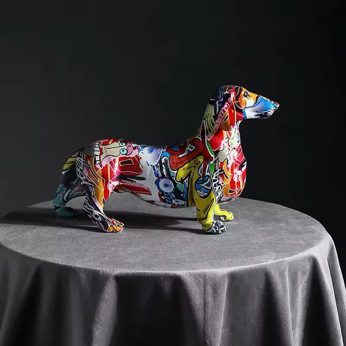 Modern Colorful Dachshund Dog Figurine