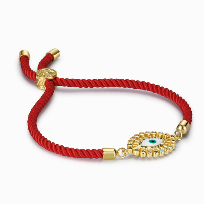 Multicolored Charm White Evil Eye Red String Bracelet