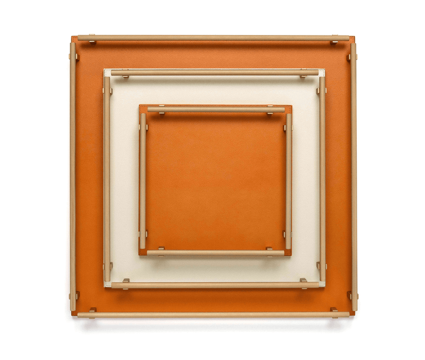 Versatile Leather Robert Square Tray with Knurled Handles