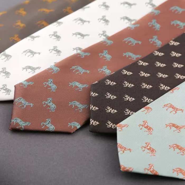 Luxury Men's Horse Print Necktie – Elegant Equestrian Pattern 