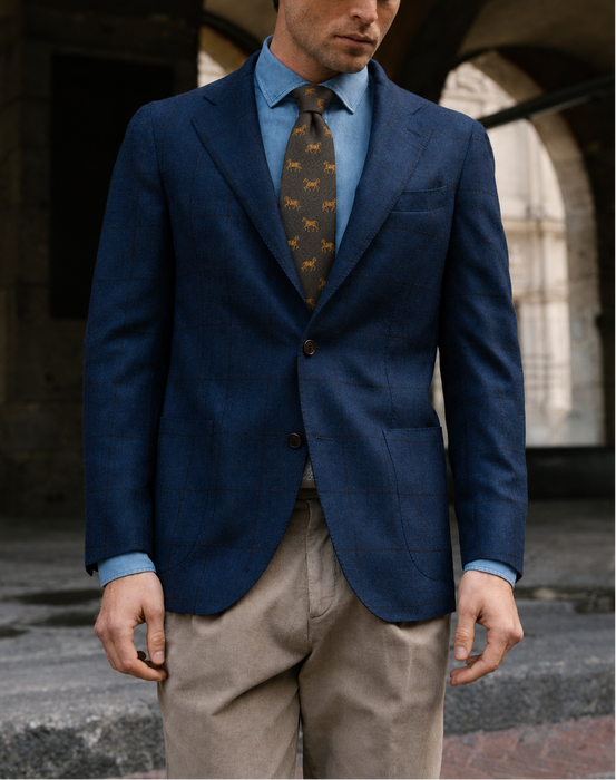 Luxury Men's Horse Print Necktie – Elegant Equestrian Pattern 