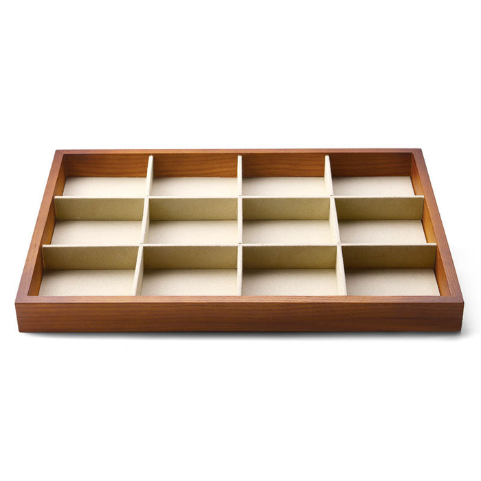 Solid wood jewelry storage display tray for elegant presentation
