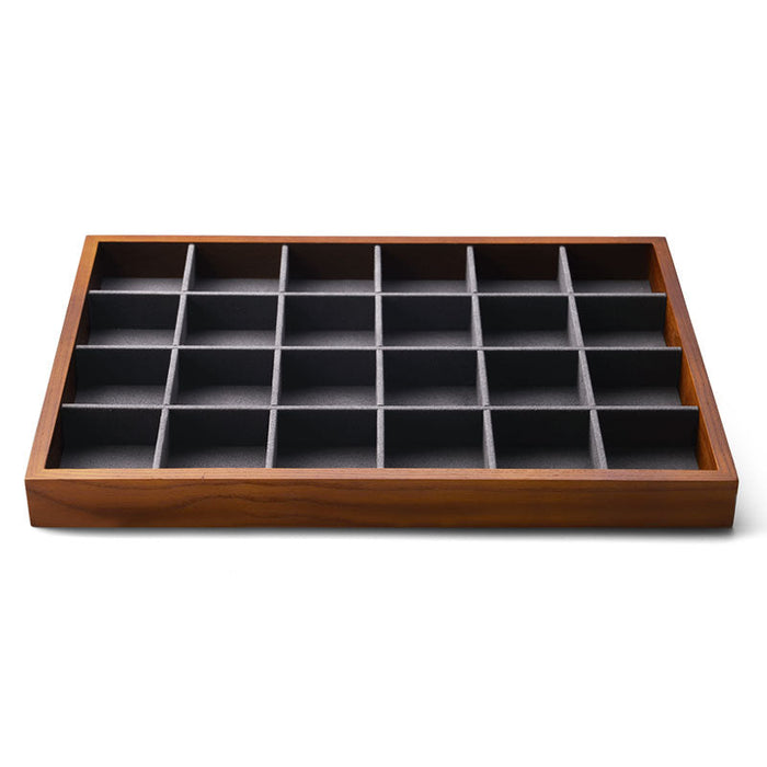 Stackable solid wood jewelry storage display tray