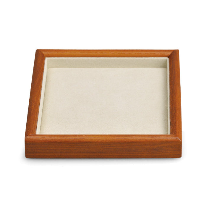 Square wood tray for organizing and displaying jewelry