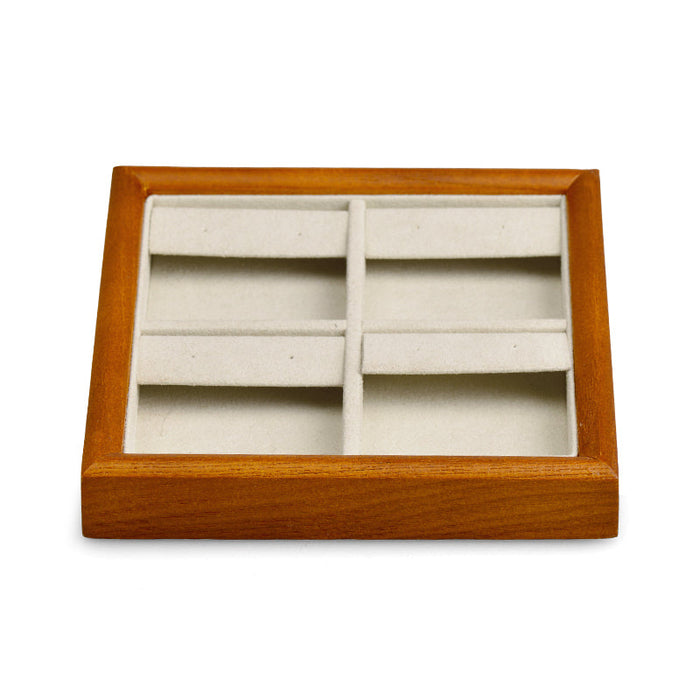 Square wood jewelry display tray for elegant presentation