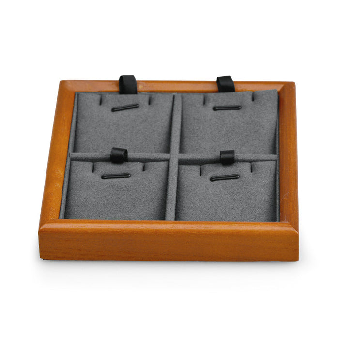 Modern square wood jewelry organizer tray