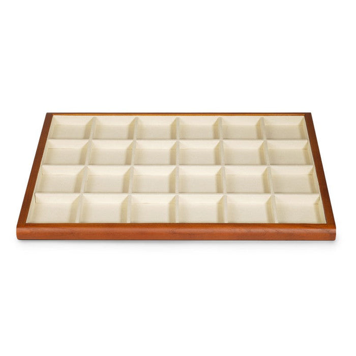 Wood jewelry tray with white microfiber insert