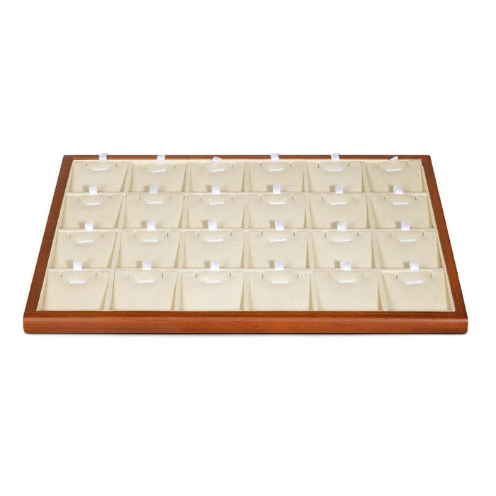 White microfiber wood jewelry storage tray